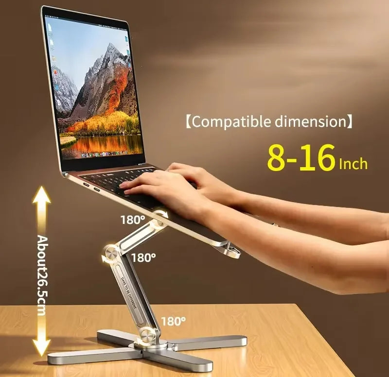 N86 Aluminum X Foldable Laptop Stand 360 Rotating Laptop Riser for Lightweight Laptop Stand for 13 to 17 Inch Macbook Pro-3