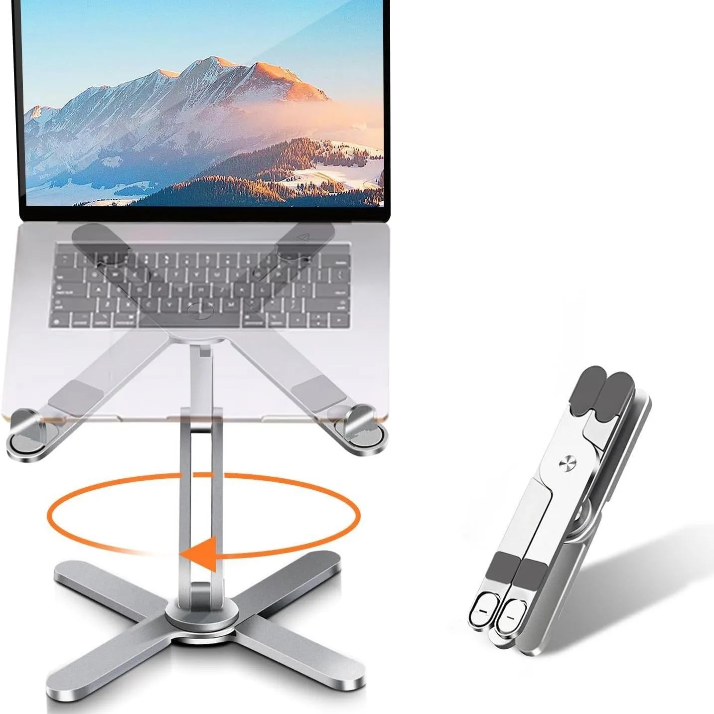 N86 Aluminum X Foldable Laptop Stand 360 Rotating Laptop Riser for Lightweight Laptop Stand for 13 to 17 Inch Macbook Pro-2